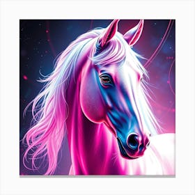 Horse Head in Pink Neon Canvas Print