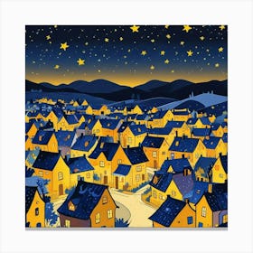 Paper Art Illustration Concept Of Heaven Night Landscape Of Village Tove Jansson Illustration Of A Girl Looking Up At The Stars (4) Canvas Print