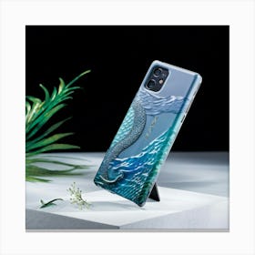 Smartphone Case And Holder Sculpted To Mimic The Sinuous Form Of A Sea Dragon Misty Blues And Iride Canvas Print