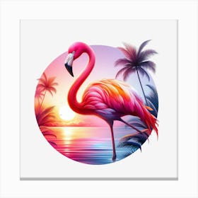 Flamingo At Sunset 4 Canvas Print