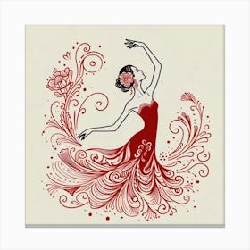 Line Art Flamenco Dancer 11 Canvas Print