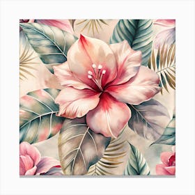 Seamless Tropical Floral Pattern 1 Canvas Print