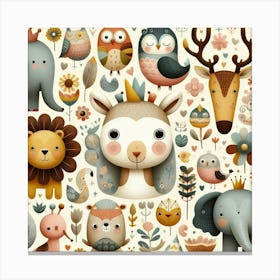 Cute Animals Wall Art Canvas Print