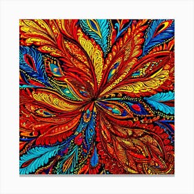 Psychedelic Flower, Paisley Explosion A Vibrant Tapestry With A Dense Paisley Pattern Use A Variety Of Colors Canvas Print