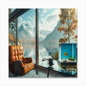 Living Room With Fish Tank Canvas Print