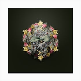 Vintage Massonia Pustulata Flower Wreath on Olive Green n.2099 Canvas Print