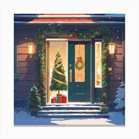 Christmas Decoration On Home Door Golden Ratio Fake Detail Trending Pixiv Fanbox Acrylic Palette (6) Canvas Print