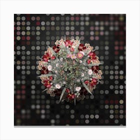 Vintage Prickly Sweetbriar Rose Flower Wreath on Dot Bokeh Pattern n.0459 Canvas Print