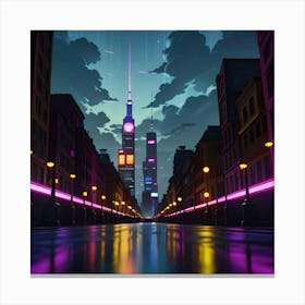 Radiant Streets A Modern Metropolis at Night Canvas Print