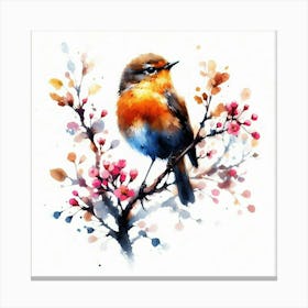 Robin Watercolor Painting Canvas Print