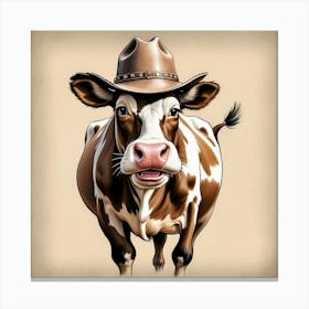 Cow In Cowboy Hat Canvas Print