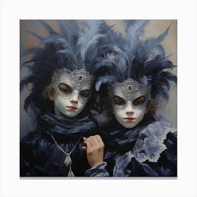 Two Boys In Masks Canvas Print