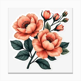 Peach Roses 1 Canvas Print