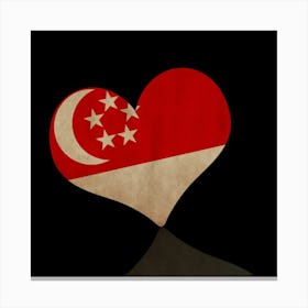 Singapore Flag Heart Canvas Print