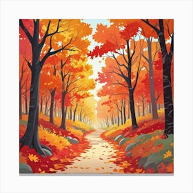 Whimsical Fall In Forest Road Art Print (3) Canvas Print