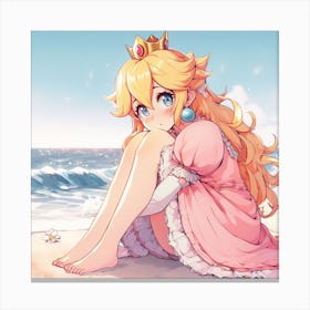 Peach Waiting on the beach Canvas Print