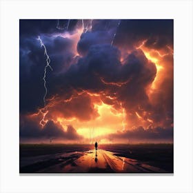 Big Black Clouds Thunder Lighting Rain Wind Abstract Canvas Print