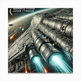 A Close Up Futuristic Sci Fi Depiction Of A Serpentis Bomber Lunar Titanium Canvas Print