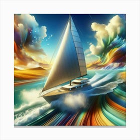 Sailboat In The Ocean 1 Canvas Print