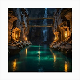 Waterfall In A Canyon Canvas Print