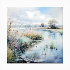 AI Serenity in Bloom: A Fen's Whispering Dreams Canvas Print