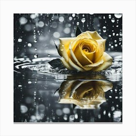 Yellow Rose In The Rain Canvas Print