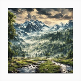 Fantasy Mountain Landscape Canvas Print