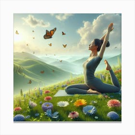 Yoga In The Meadow Canvas Print