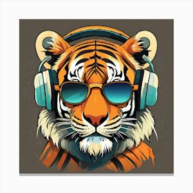 Tiger With Headphones 2 Canvas Print