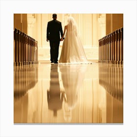 Bride And Groom Walking Down The Aisle 2 Canvas Print