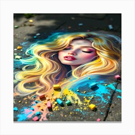 Chalk Drawing Street Art Canvas Print