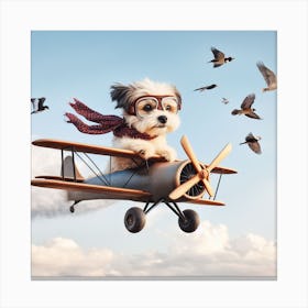 Cute dog in airplane 3D render 2 Canvas Print