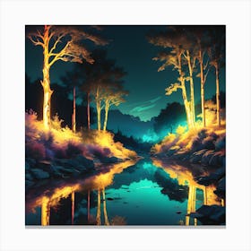 Forest At Night Canvas Print