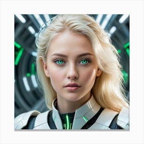 Futuristic Girl With Green Eyes Canvas Print