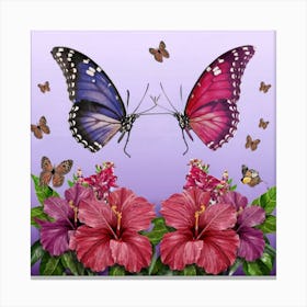 Butterfly And Flowers Canvas Print