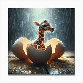 Giraffe In The Rain Canvas Print