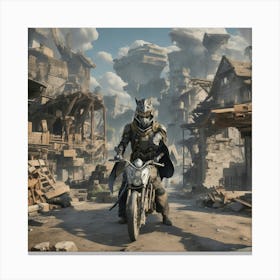 Man Riding A Motorcycle Canvas Print