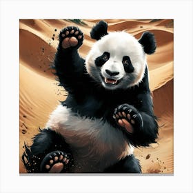 Panda Bear In The Desert 1 Canvas Print