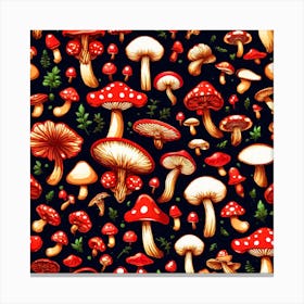 Seamless Pattern With Mushrooms 9 Canvas Print