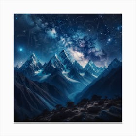 Night Sky Over Mountains Canvas Print