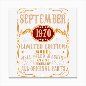 52 Years Old 52nd Birthday Decoration September 1970 Gift Canvas Print