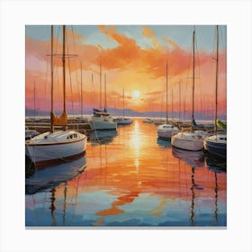 Sunset Sailboats 1 Canvas Print