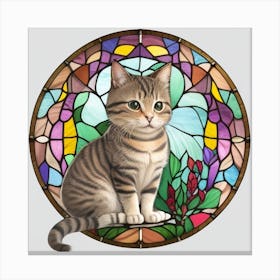 Cat In Stained Glass Window Canvas Print