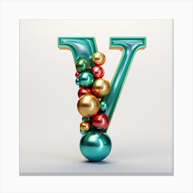 Christmas Letter V Canvas Print