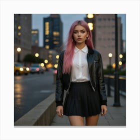 Beautiful Girl With Pink Hair Canvas Print