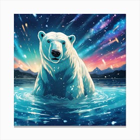 Polar Bear against the Midnight Sky Canvas Print