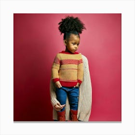 Firefly African American, Toddler Girl, Sleek Ponytail, Gold Pin, Baby Hair, Curls, Side Hair, High (8) Canvas Print