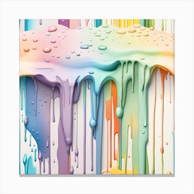 Colorful Paint Dripping On The Wall Canvas Print