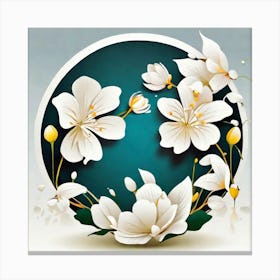 White Flowers In A Circle Canvas Print