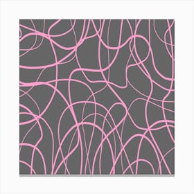 Pink And Gray Lines Abstract Canvas Print